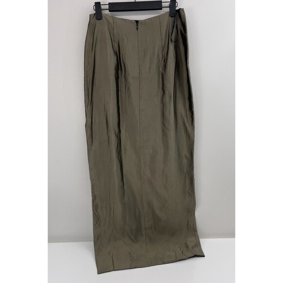 Jessica McClintock Collections Skirt Green Satin '90s Y2K Maxi Skirt Size 8 - Picture 4 of 6